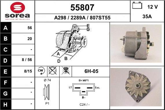 EAI 55807 - Alternator autospares.lv