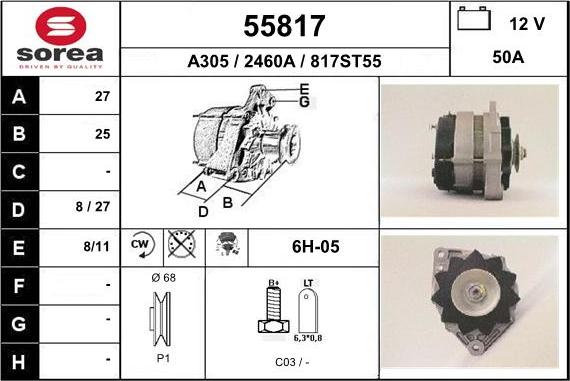 EAI 55817 - Alternator autospares.lv