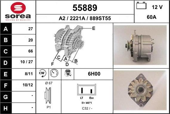 EAI 55889 - Alternator autospares.lv