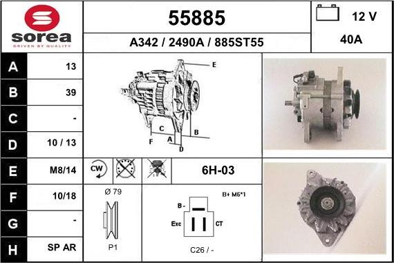 EAI 55885 - Alternator autospares.lv