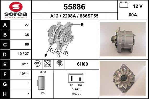 EAI 55886 - Alternator autospares.lv