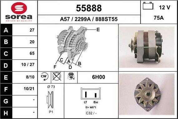EAI 55888 - Alternator autospares.lv