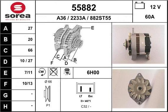 EAI 55882 - Alternator autospares.lv