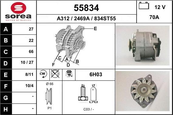 EAI 55834 - Alternator autospares.lv