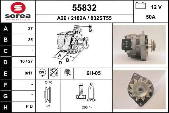 EAI 55832 - Alternator autospares.lv