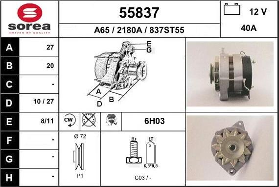 EAI 55837 - Alternator autospares.lv