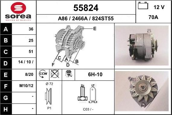 EAI 55824 - Alternator autospares.lv