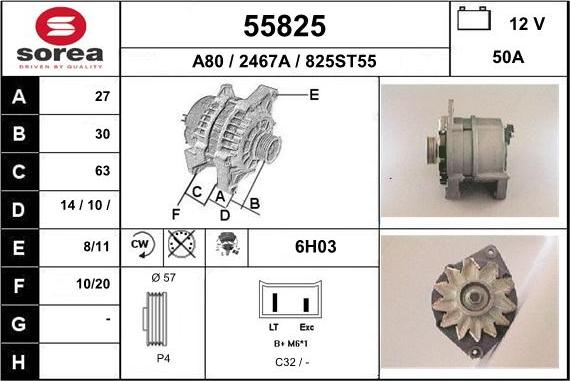 EAI 55825 - Alternator autospares.lv