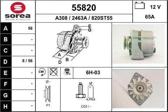 EAI 55820 - Alternator autospares.lv