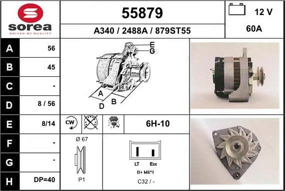 EAI 55879 - Alternator autospares.lv