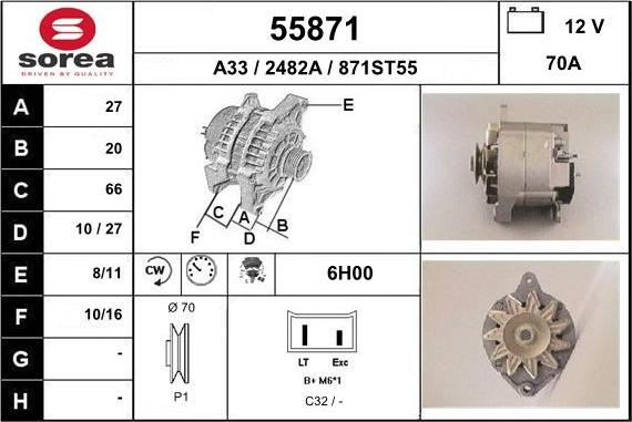 EAI 55871 - Alternator autospares.lv