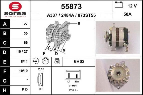 EAI 55873 - Alternator autospares.lv