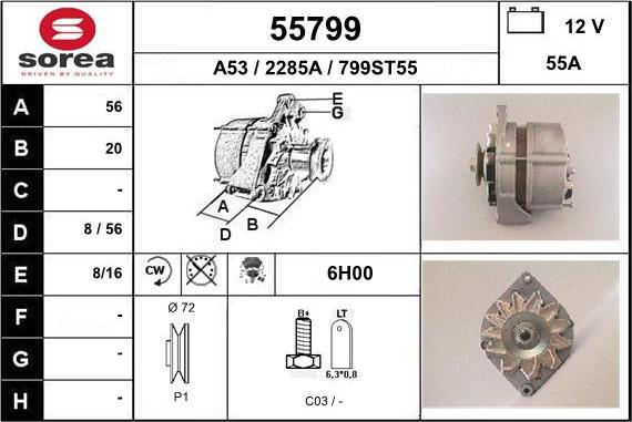 EAI 55799 - Alternator autospares.lv