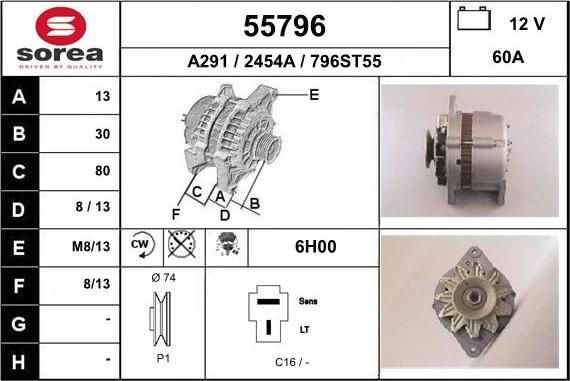 EAI 55796 - Alternator autospares.lv