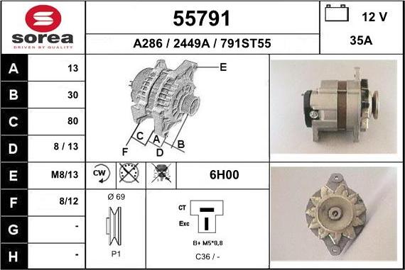 EAI 55791 - Alternator autospares.lv
