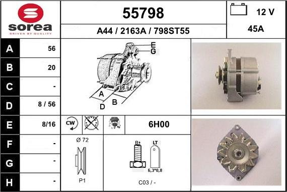 EAI 55798 - Alternator autospares.lv