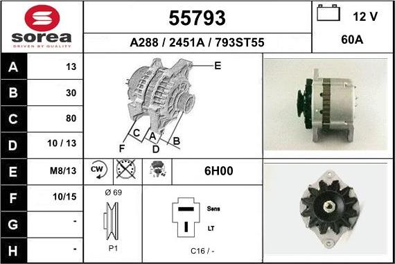 EAI 55793 - Alternator autospares.lv