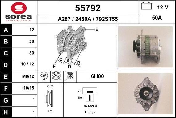 EAI 55792 - Alternator autospares.lv