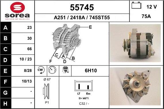 EAI 55745 - Alternator autospares.lv