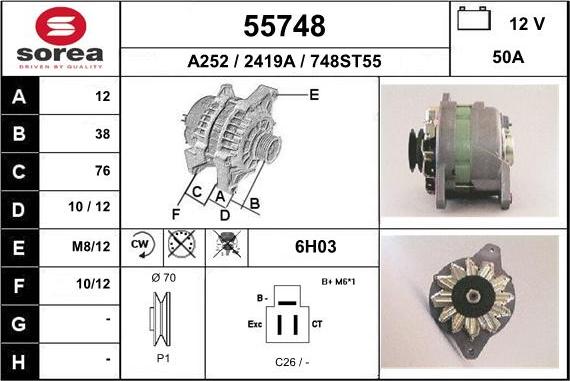 EAI 55748 - Alternator autospares.lv