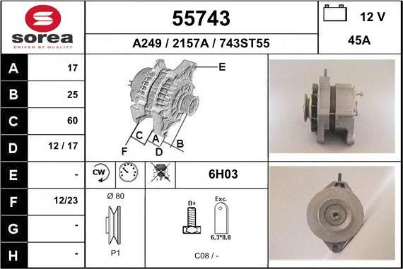 EAI 55743 - Alternator autospares.lv