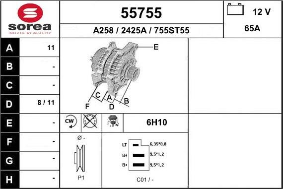 EAI 55755 - Alternator autospares.lv