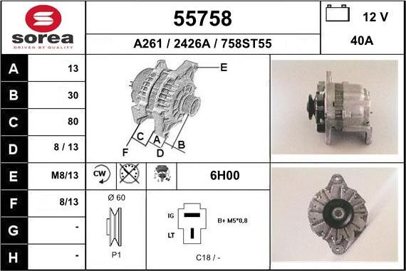 EAI 55758 - Alternator autospares.lv