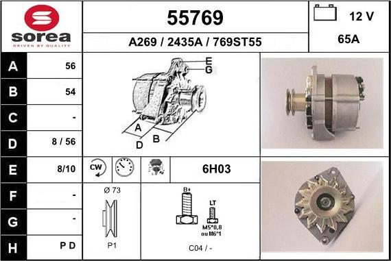 EAI 55769 - Alternator autospares.lv