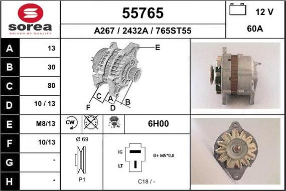 EAI 55765 - Alternator autospares.lv