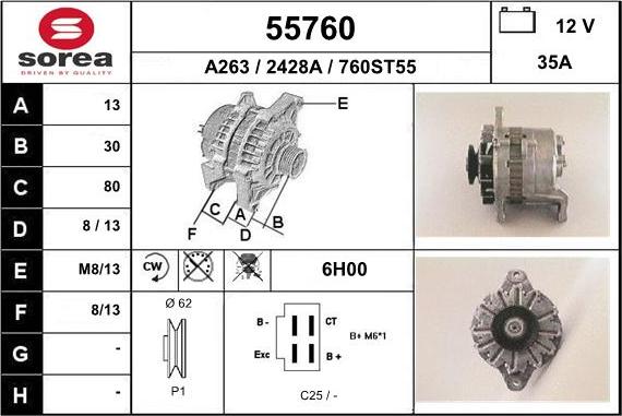 EAI 55760 - Alternator autospares.lv