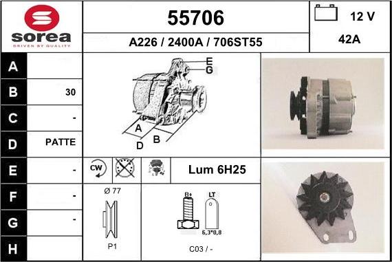 EAI 55706 - Alternator autospares.lv