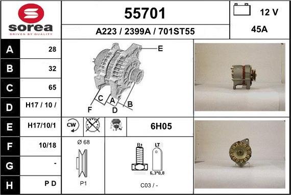 EAI 55701 - Alternator autospares.lv