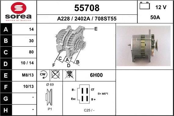 EAI 55708 - Alternator autospares.lv