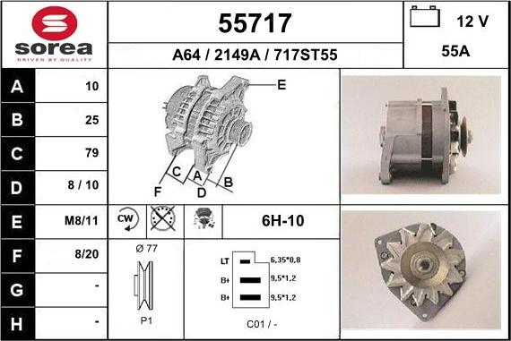 EAI 55717 - Alternator autospares.lv