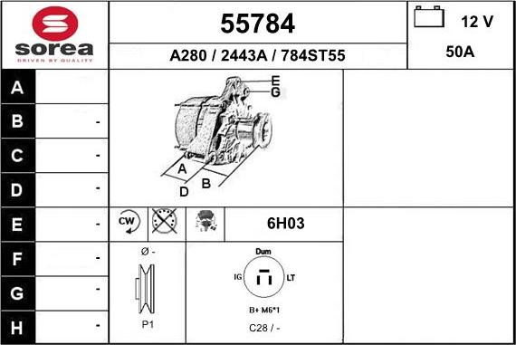 EAI 55784 - Alternator autospares.lv