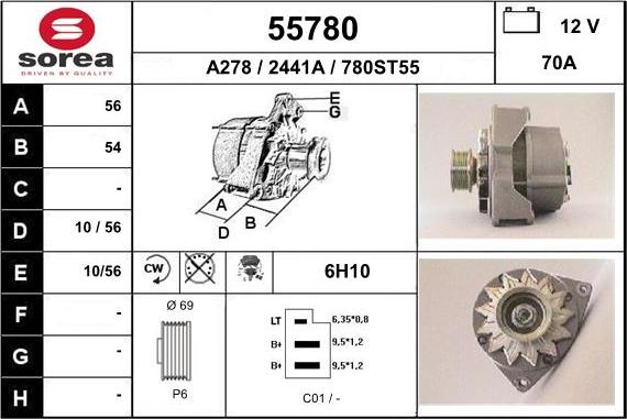 EAI 55780 - Alternator autospares.lv