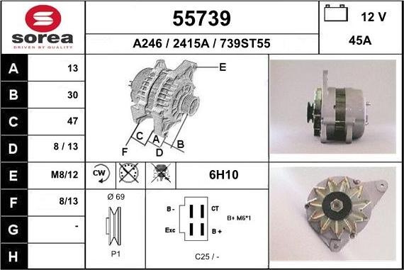 EAI 55739 - Alternator autospares.lv