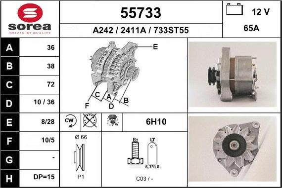 EAI 55733 - Alternator autospares.lv