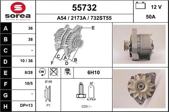 EAI 55732 - Alternator autospares.lv