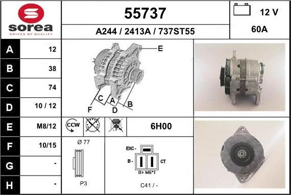 EAI 55737 - Alternator autospares.lv