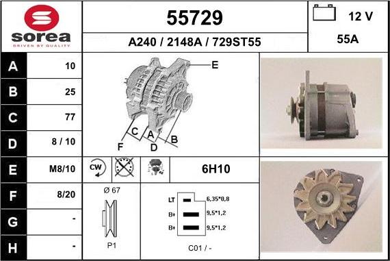 EAI 55729 - Alternator autospares.lv