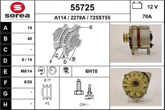 EAI 55725 - Alternator autospares.lv