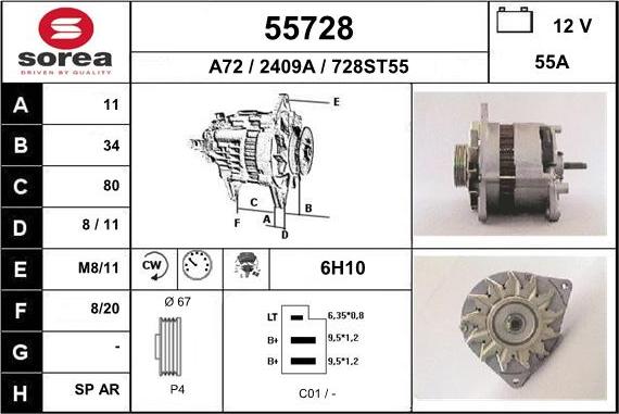 EAI 55728 - Alternator autospares.lv