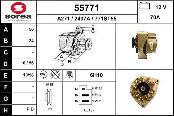 EAI 55771 - Alternator autospares.lv