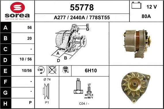 EAI 55778 - Alternator autospares.lv