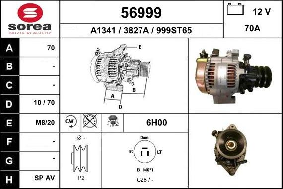 EAI 56999 - Alternator autospares.lv