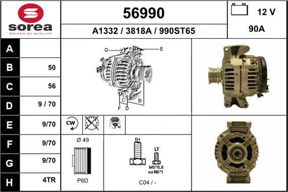 EAI 56990 - Alternator autospares.lv