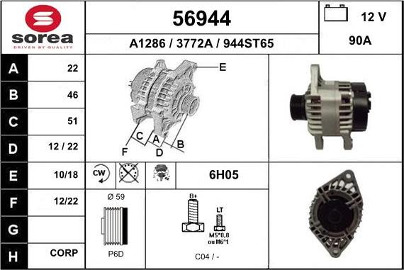 EAI 56944 - Alternator autospares.lv