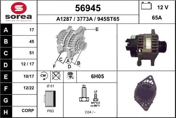 EAI 56945 - Alternator autospares.lv