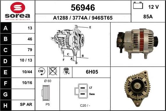 EAI 56946 - Alternator autospares.lv